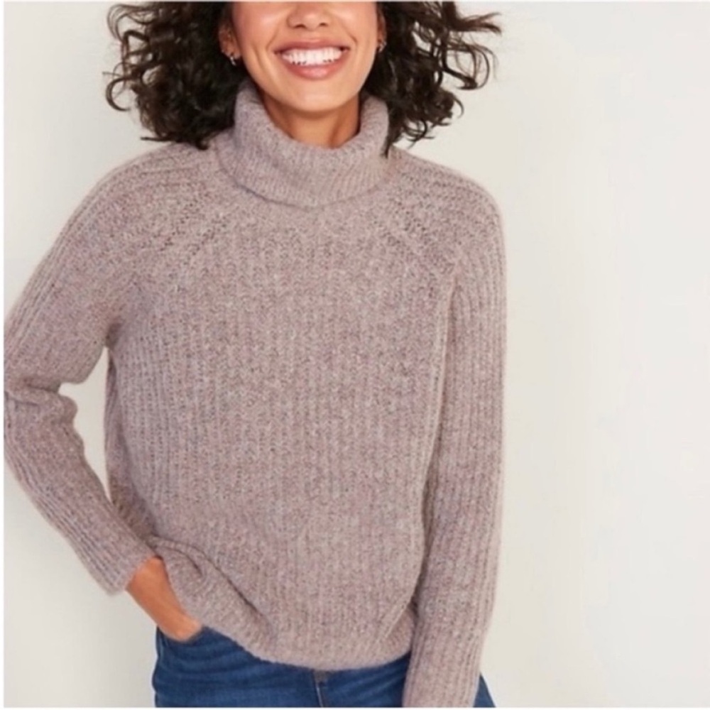 Old Navy Pink Cowl Neck Sweater Ribbed Knit